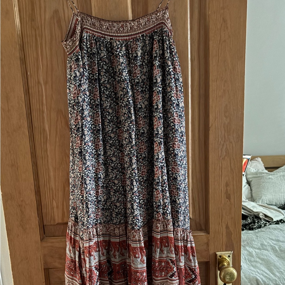 Ulla Johnson Blue Pattern Smocked Tiered Maxi Dress